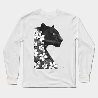 Panther with flowers Long Sleeve T-Shirt